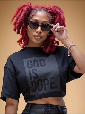 GOD IS DOPE Black Cropped Graphic Tee
